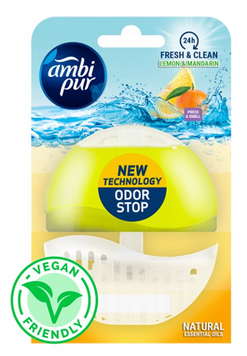 Підвісний блок для туалету Ambi Pur Odor Stop 5в1 Лимон і мандарин, 55 г  133 фото
