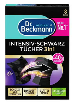 Серветки для відновлення чорного кольору Dr. Beckmann Farbtucher Intensiv-Schwarz 3в1, 8 шт  553 фото