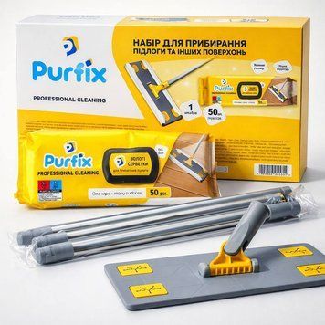 Набір для прибирання підлоги Purfix (вологі серветки та швабра) 5421310011 фото