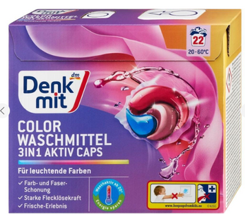 Капсули для прання Denkmit colorwaschmittel 3 in 1 aktiv caps 22 шт 035 фото