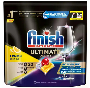 Finish Powerball Ultimate All in1 LEMON 20 капсул для посудомийних машин 886 фото