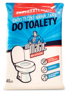Антибактеріальні вологі серветки для чищення унітазу Mr. Magic Antibacterial, 40шт  289 фото