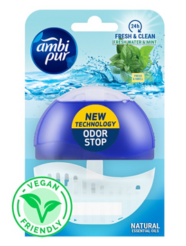 Підвісний блок для туалету Ambi Pur Odor Stop 5в1 Свіжа вода і м&rsquo;ята, 55 г  132 фото